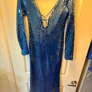 Bardot Sparkling Blue Long Sleeve Dress